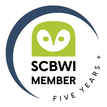 SCBWI logo showing membership for 5+ years.